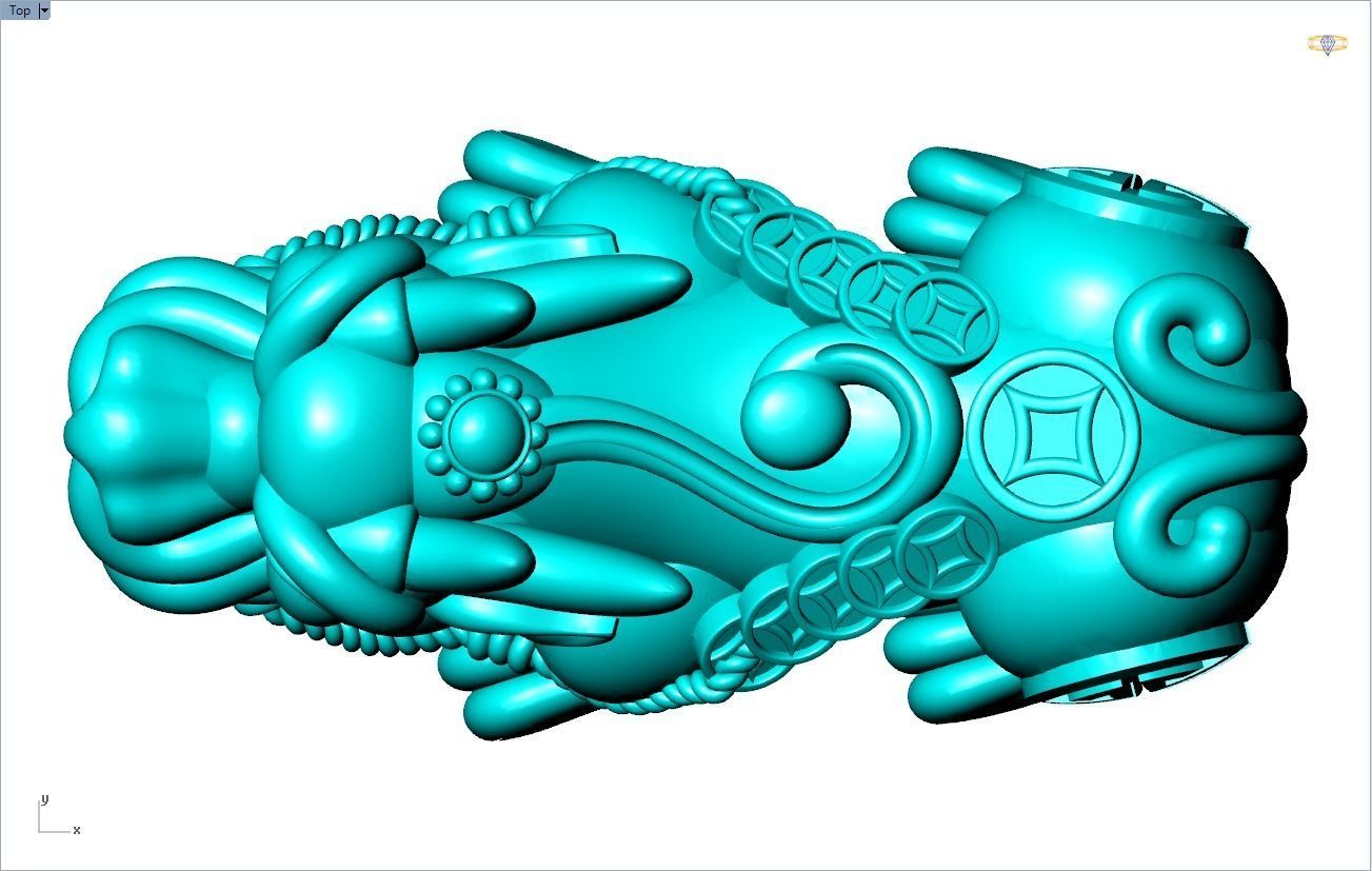 Pixiu money coin Bracelet - Unicorn bracelet - Size 20 mm 3D print model_16