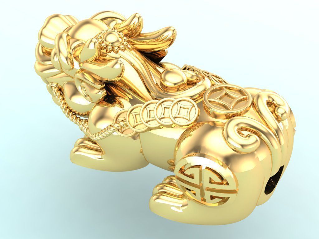 Pixiu money coin Bracelet - Unicorn bracelet - Size 20 mm 3D print model_4