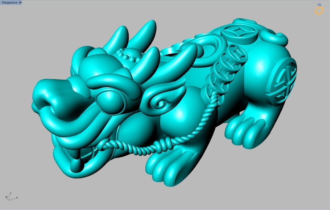 Pixiu money coin Bracelet - Unicorn bracelet - Size 20 mm 3D print model_13