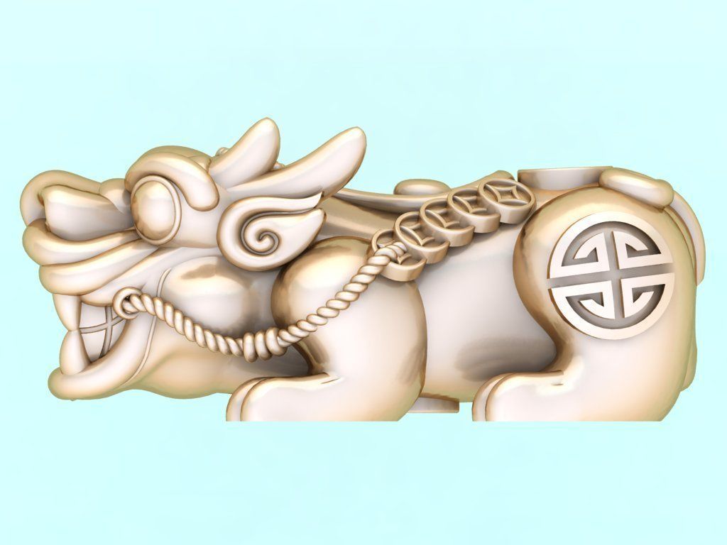 Pixiu money coin Bracelet - Unicorn bracelet - Size 20 mm 3D print model_2