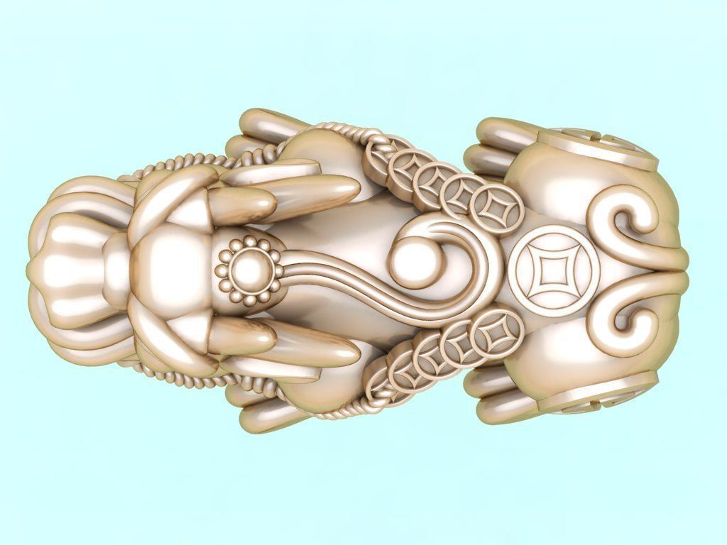 Pixiu money coin Bracelet - Unicorn bracelet - Size 20 mm 3D print model_3