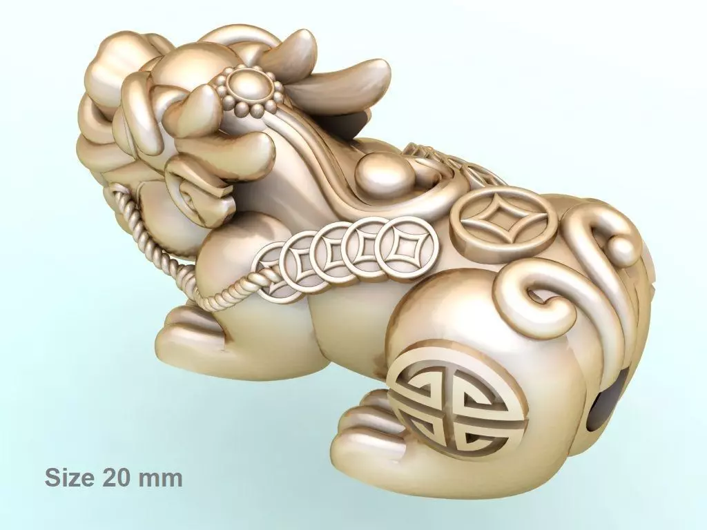 Pixiu money coin Bracelet - Unicorn bracelet - Size 20 mm 3D print model_0