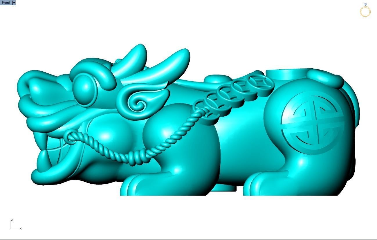 Pixiu money coin Bracelet - Unicorn bracelet - Size 20 mm 3D print model_15