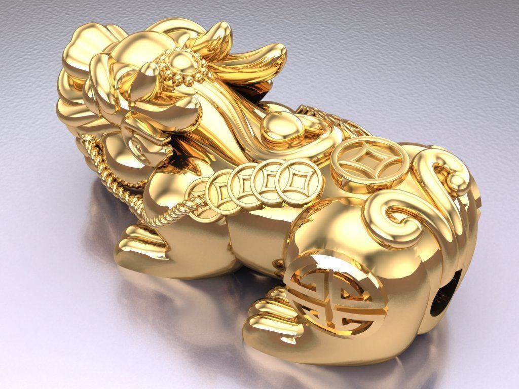 Pixiu money coin Bracelet - Unicorn bracelet - Size 20 mm 3D print model_5