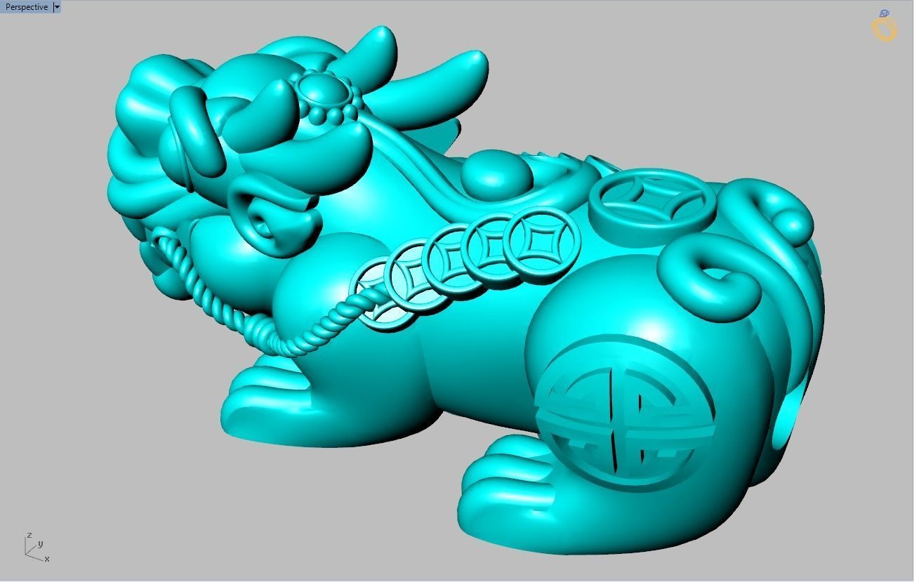 Pixiu money coin Bracelet - Unicorn bracelet - Size 20 mm 3D print model_12