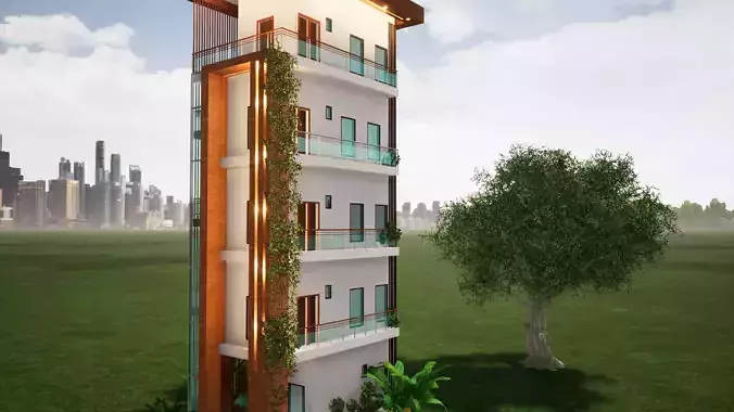 Apartment House Low-poly 3D model