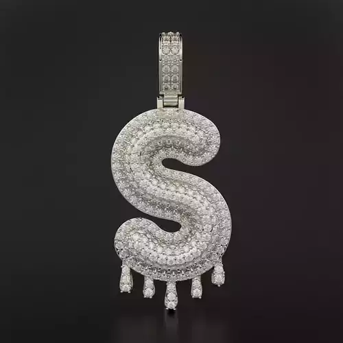 Bubble Letter S with Drip Pendant 3D print model