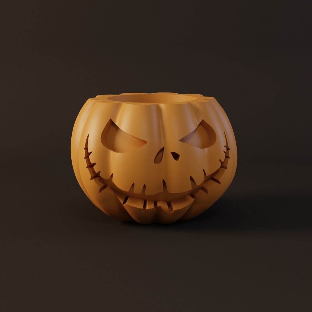 4 Halloween pumpkin candle holder 3D print model_3