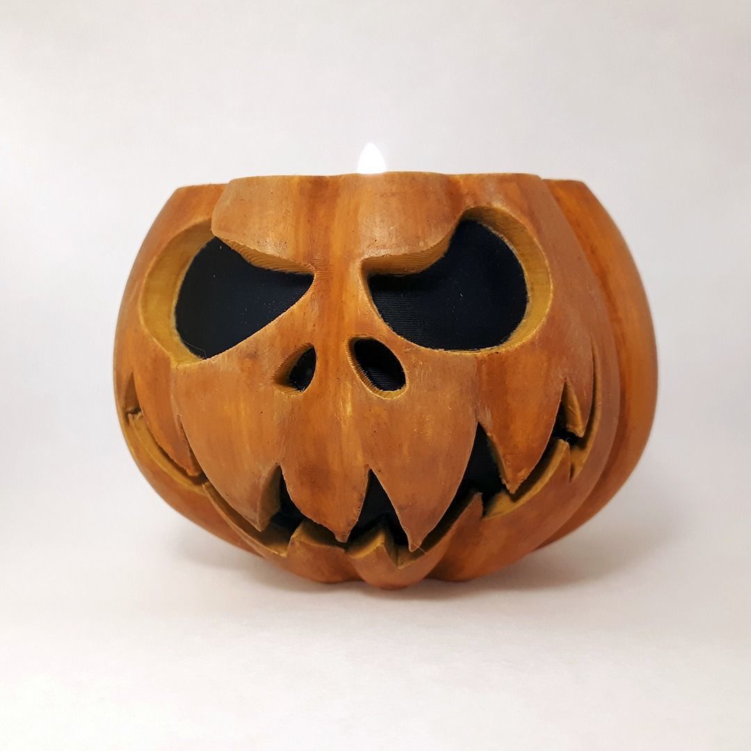 4 Halloween pumpkin candle holder 3D print model_5