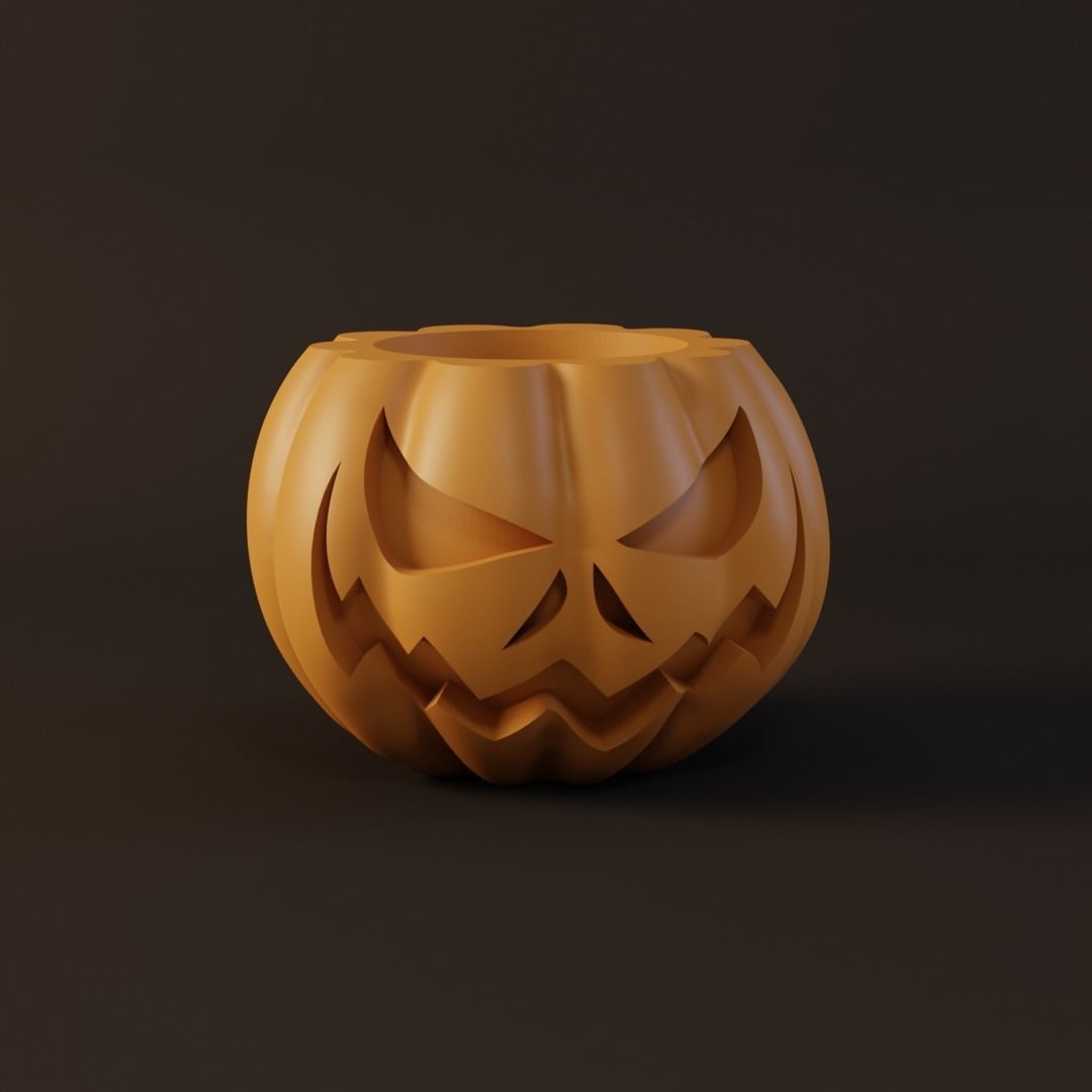 4 Halloween pumpkin candle holder 3D print model_2