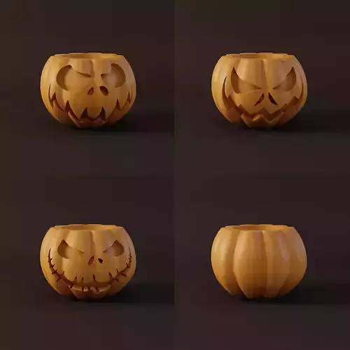4 Halloween pumpkin candle holder
