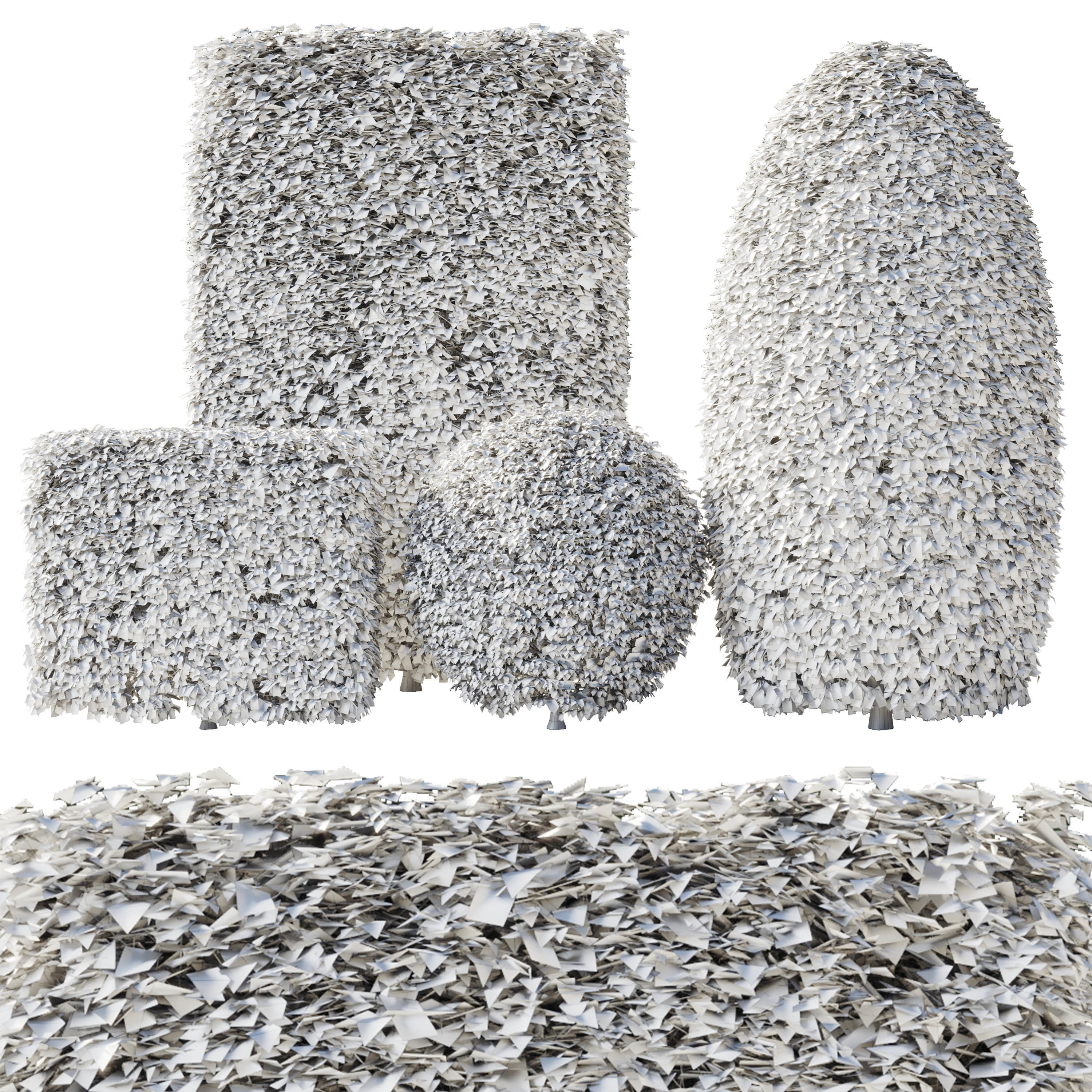 Bush Collection Shrubs cube oval circle  rectangle 3D model_5