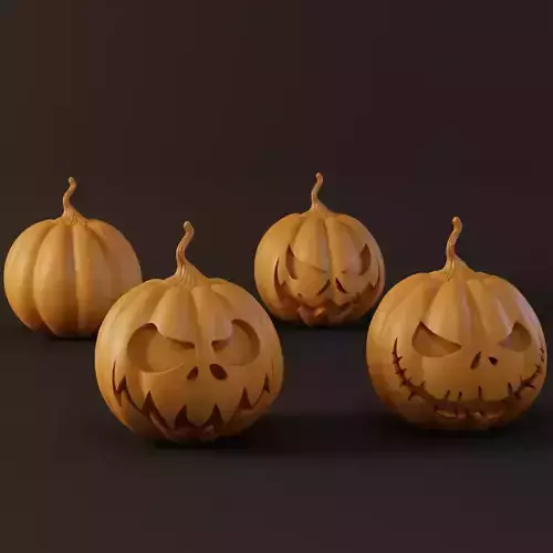 4 Halloween pumpkins 3D print model
