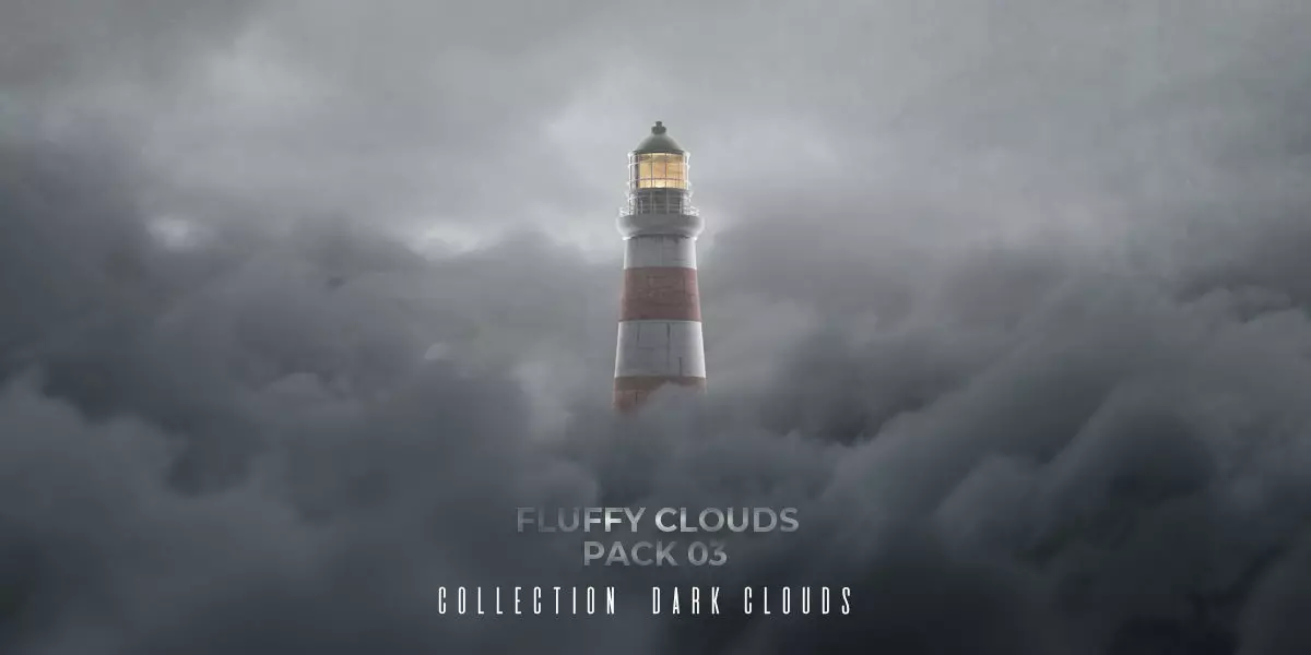 Fluffy Clouds Pack 03 and Cloud Node Shader for Blender Low-poly 3D model_0