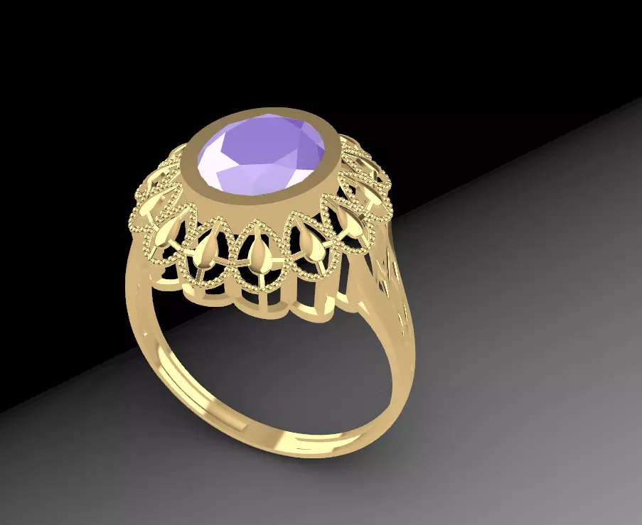 10R01 amethyst ring gold Free 3D print model