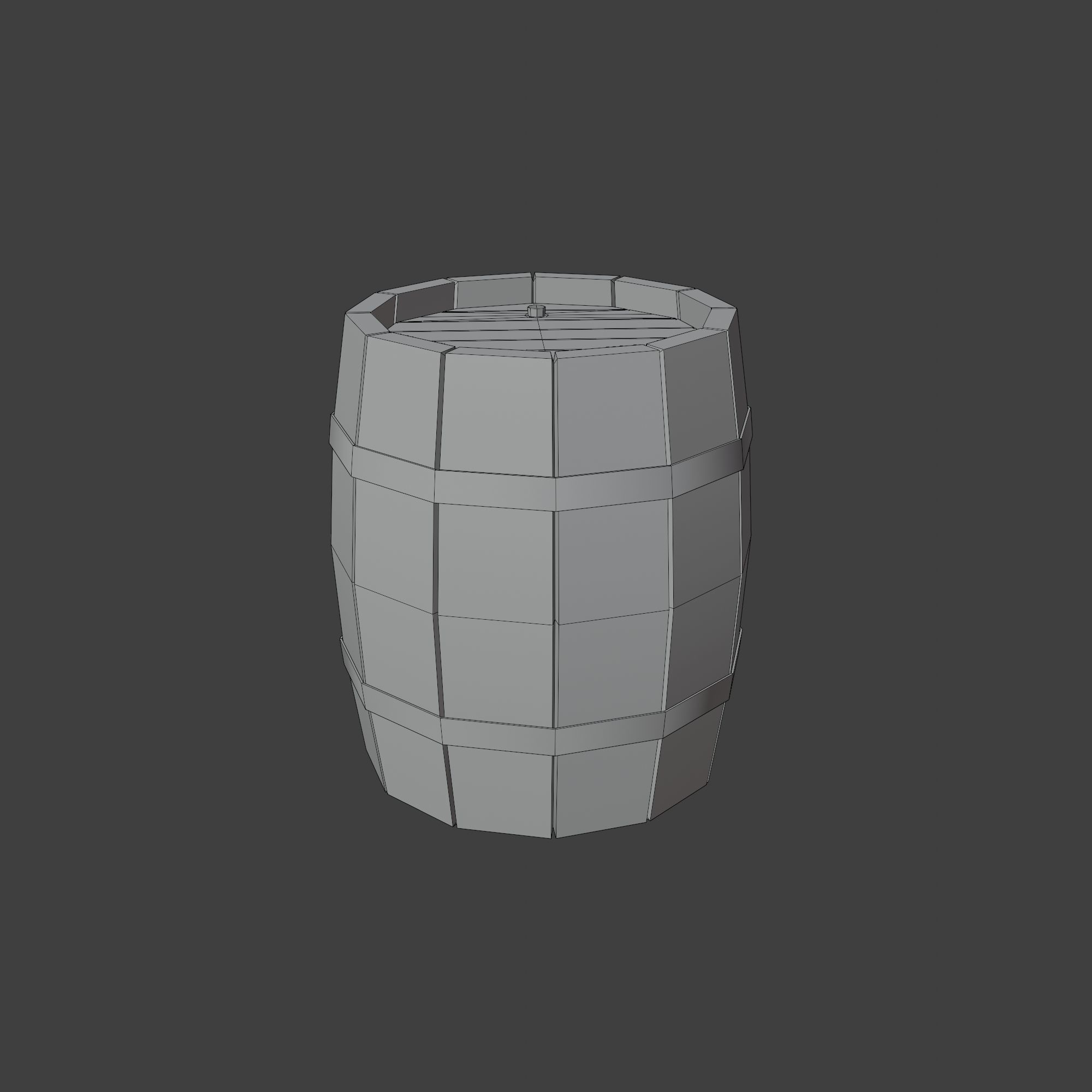 Wooden Barrel with Lids Rims Pins and Bung Low-poly 3D model_10