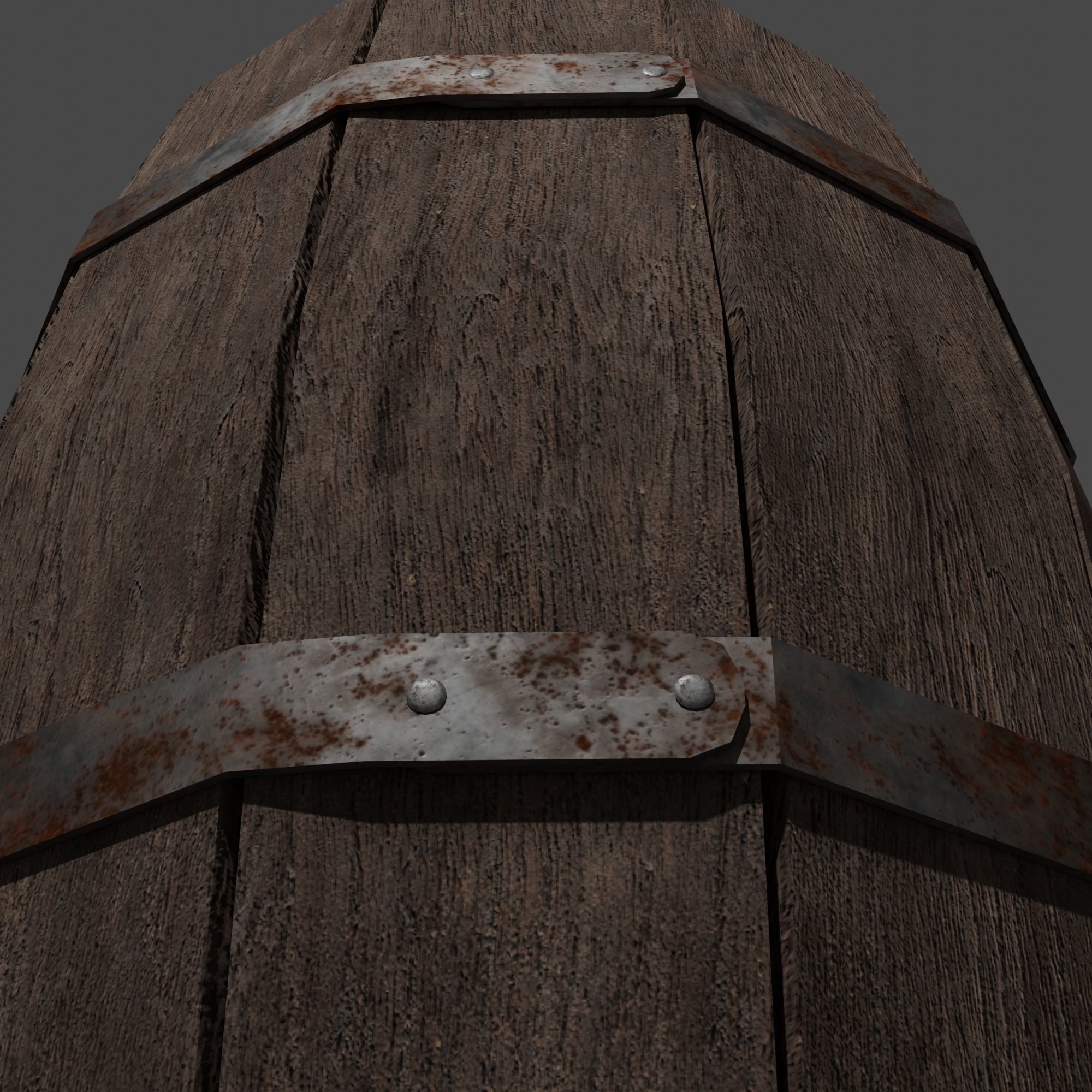 Wooden Barrel with Lids Rims Pins and Bung Low-poly 3D model_18