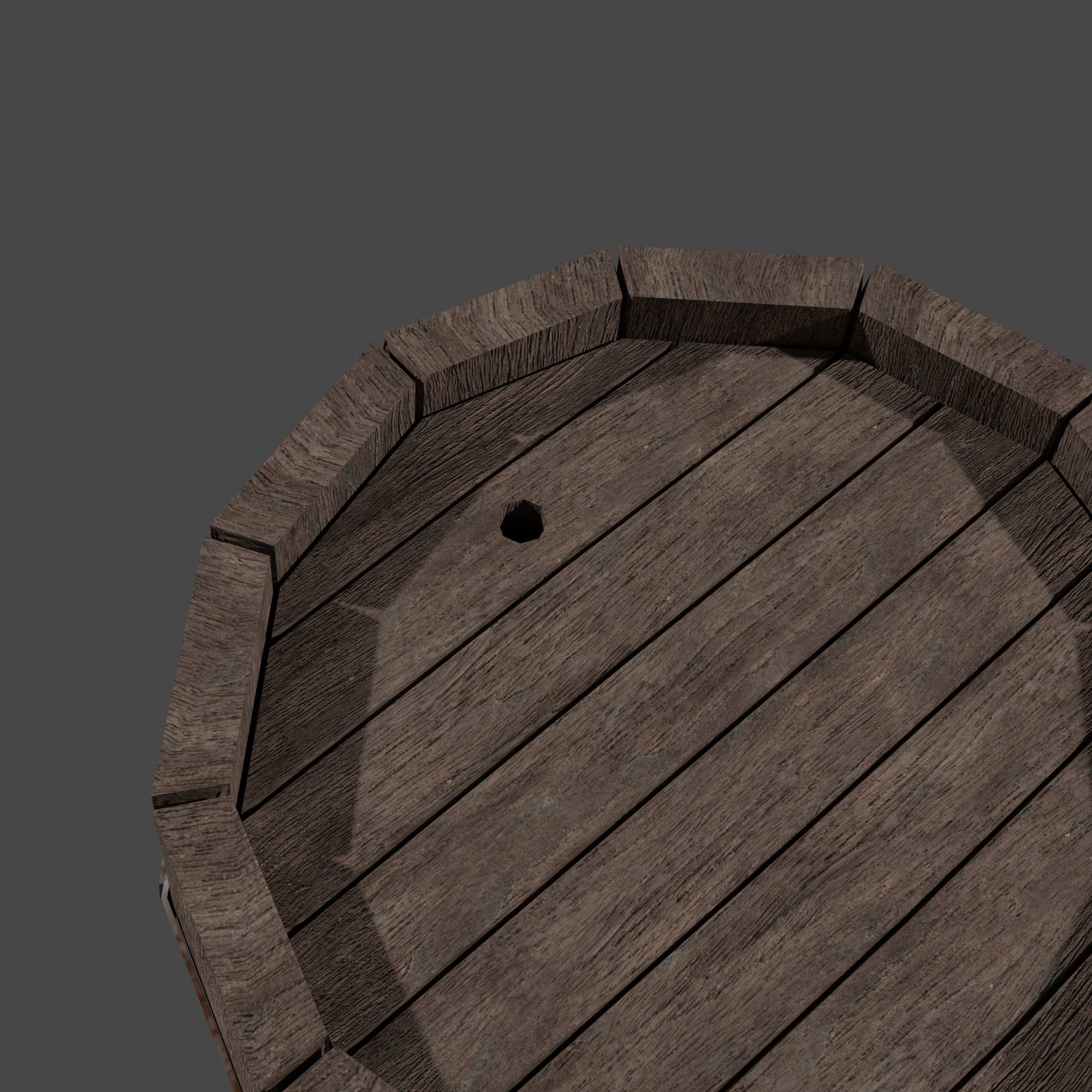 Wooden Barrel with Lids Rims Pins and Bung Low-poly 3D model_24