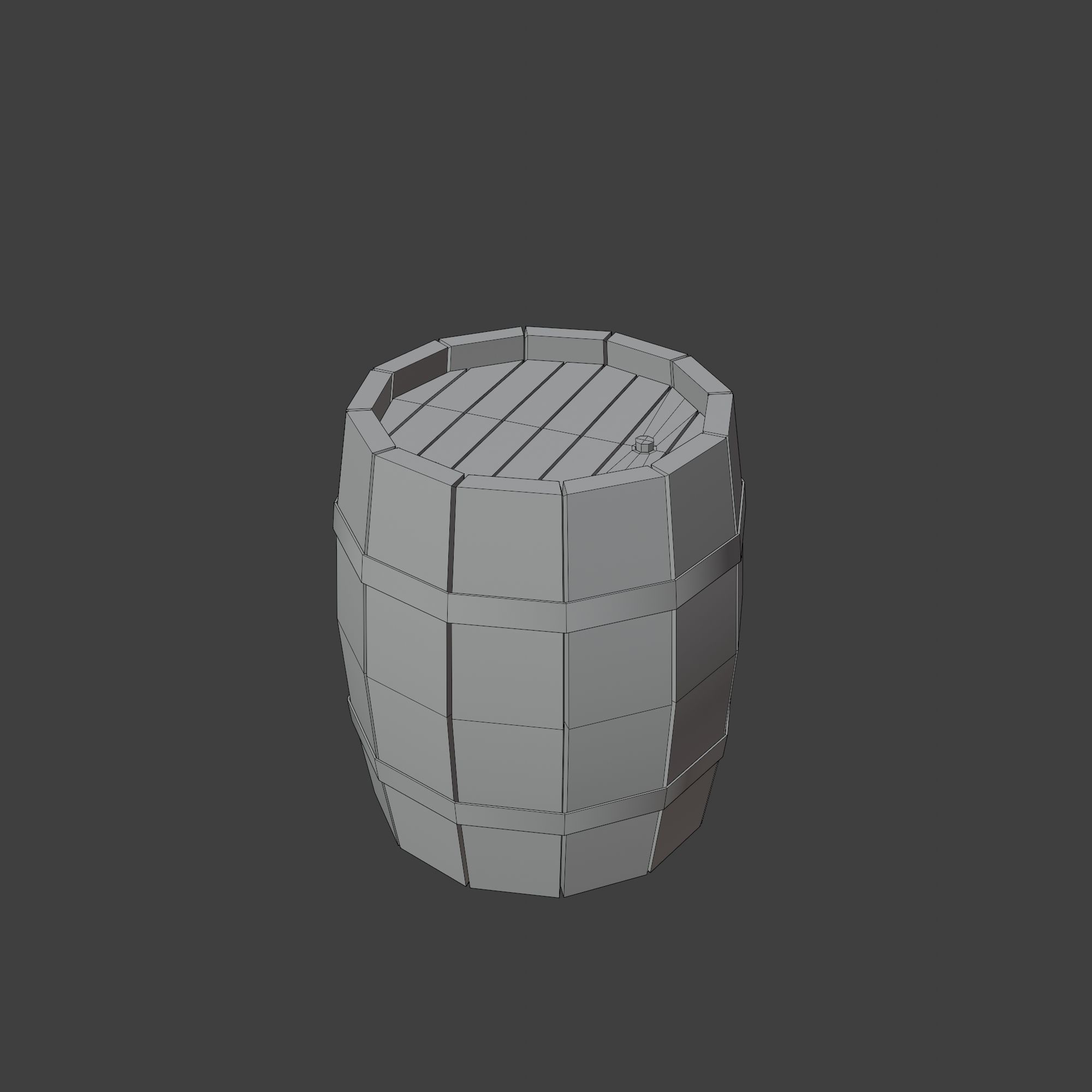 Wooden Barrel with Lids Rims Pins and Bung Low-poly 3D model_13