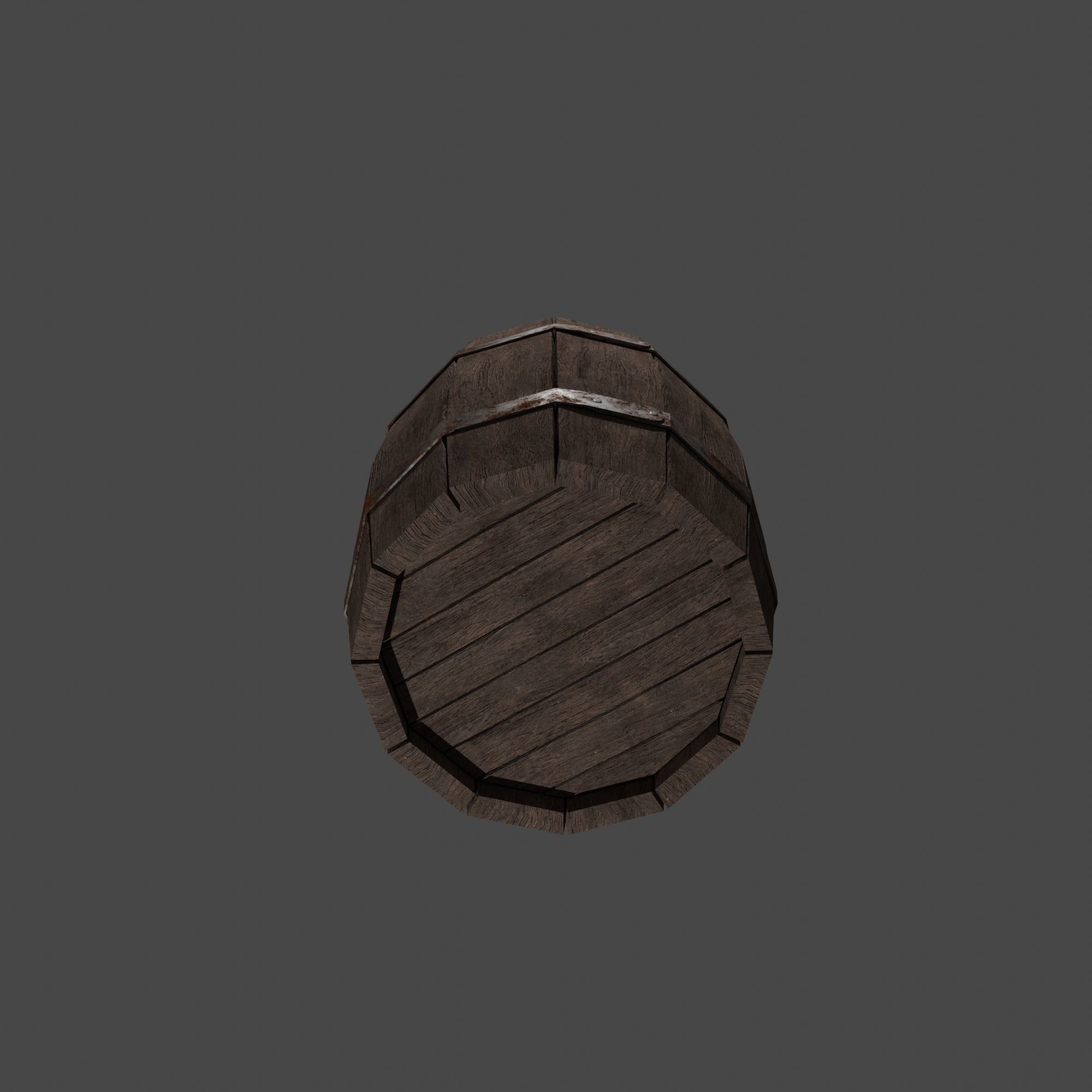 Wooden Barrel with Lids Rims Pins and Bung Low-poly 3D model_15
