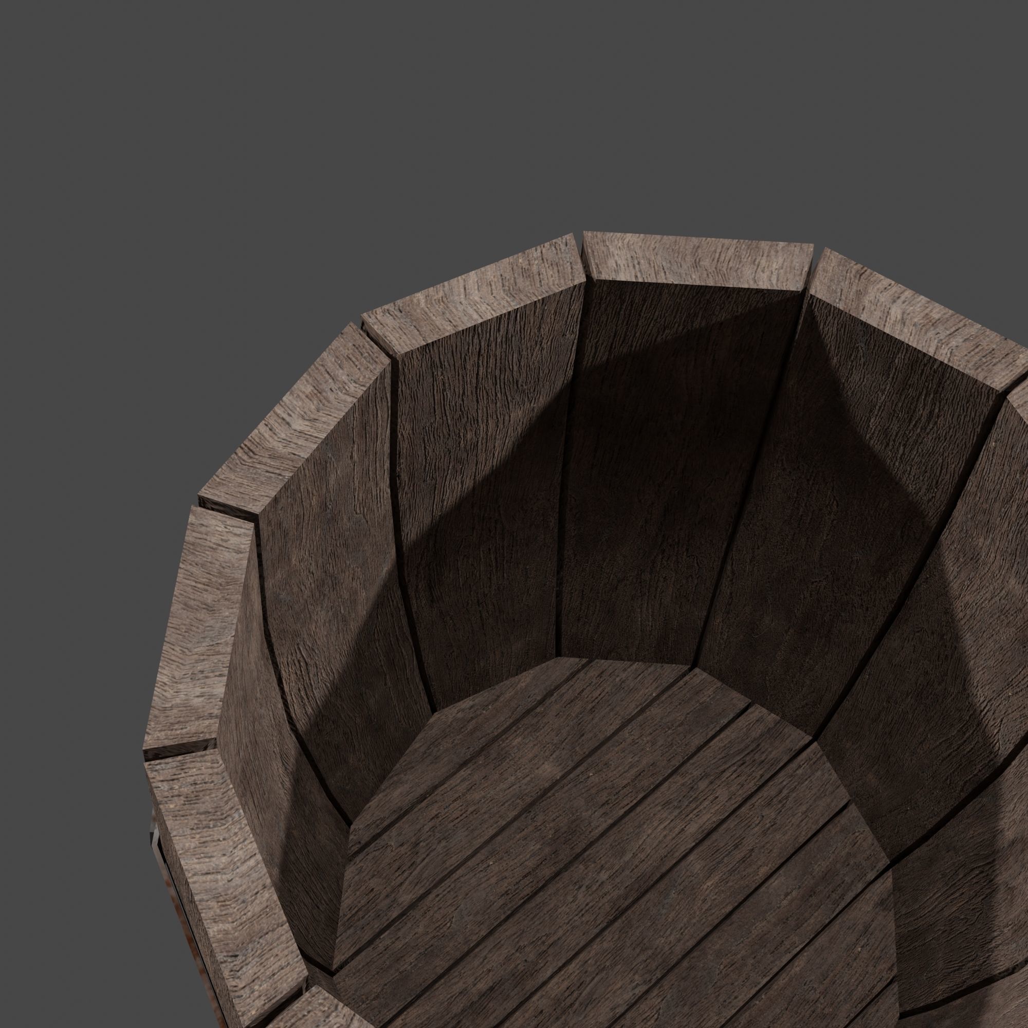 Wooden Barrel with Lids Rims Pins and Bung Low-poly 3D model_27