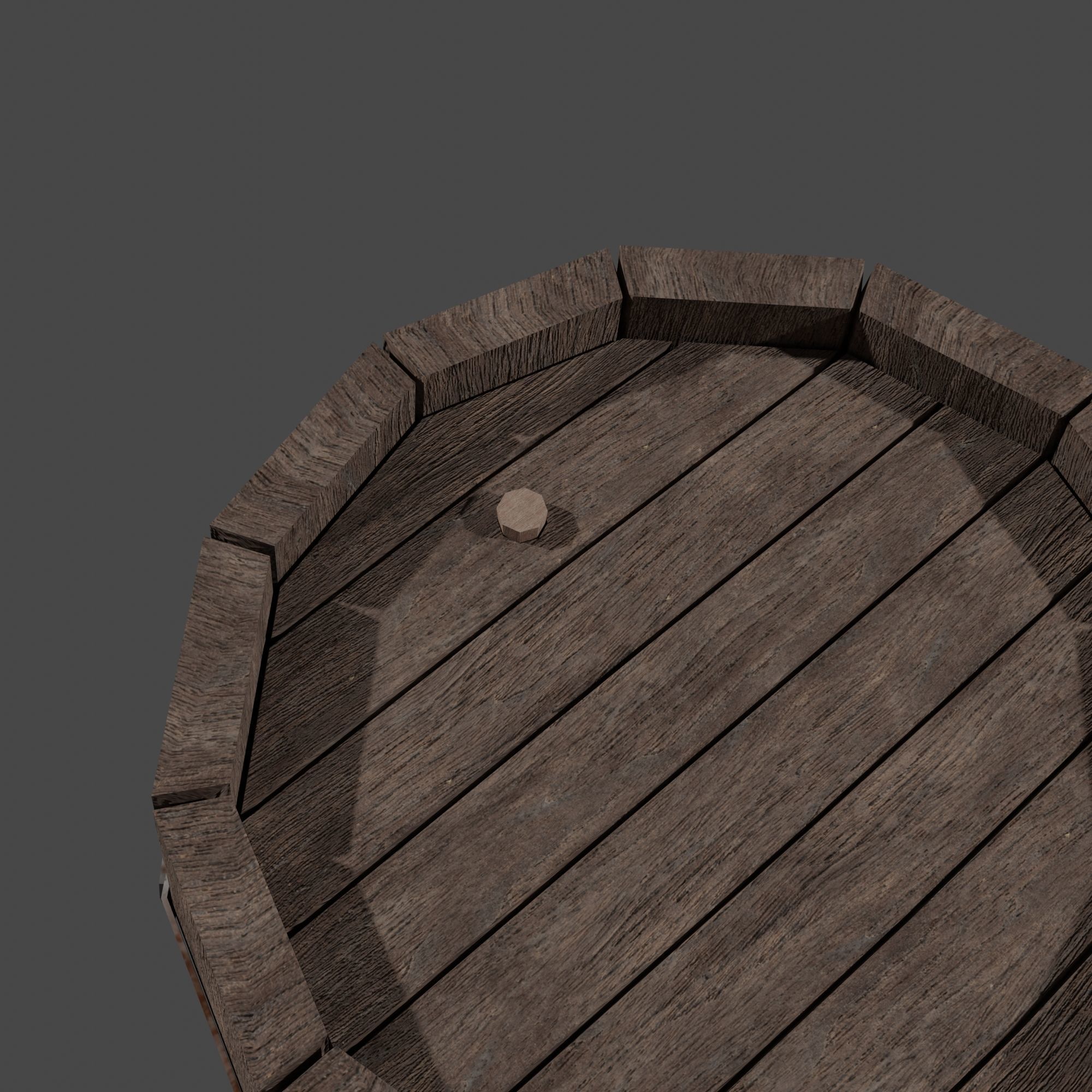 Wooden Barrel with Lids Rims Pins and Bung Low-poly 3D model_21