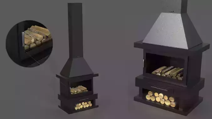 Black Fireplace Low-poly 3D model