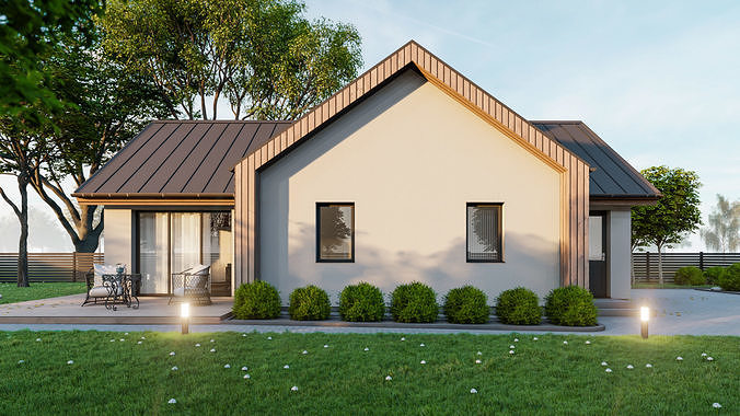Small house with surroundings archicad sketchup lumion 3D model 2