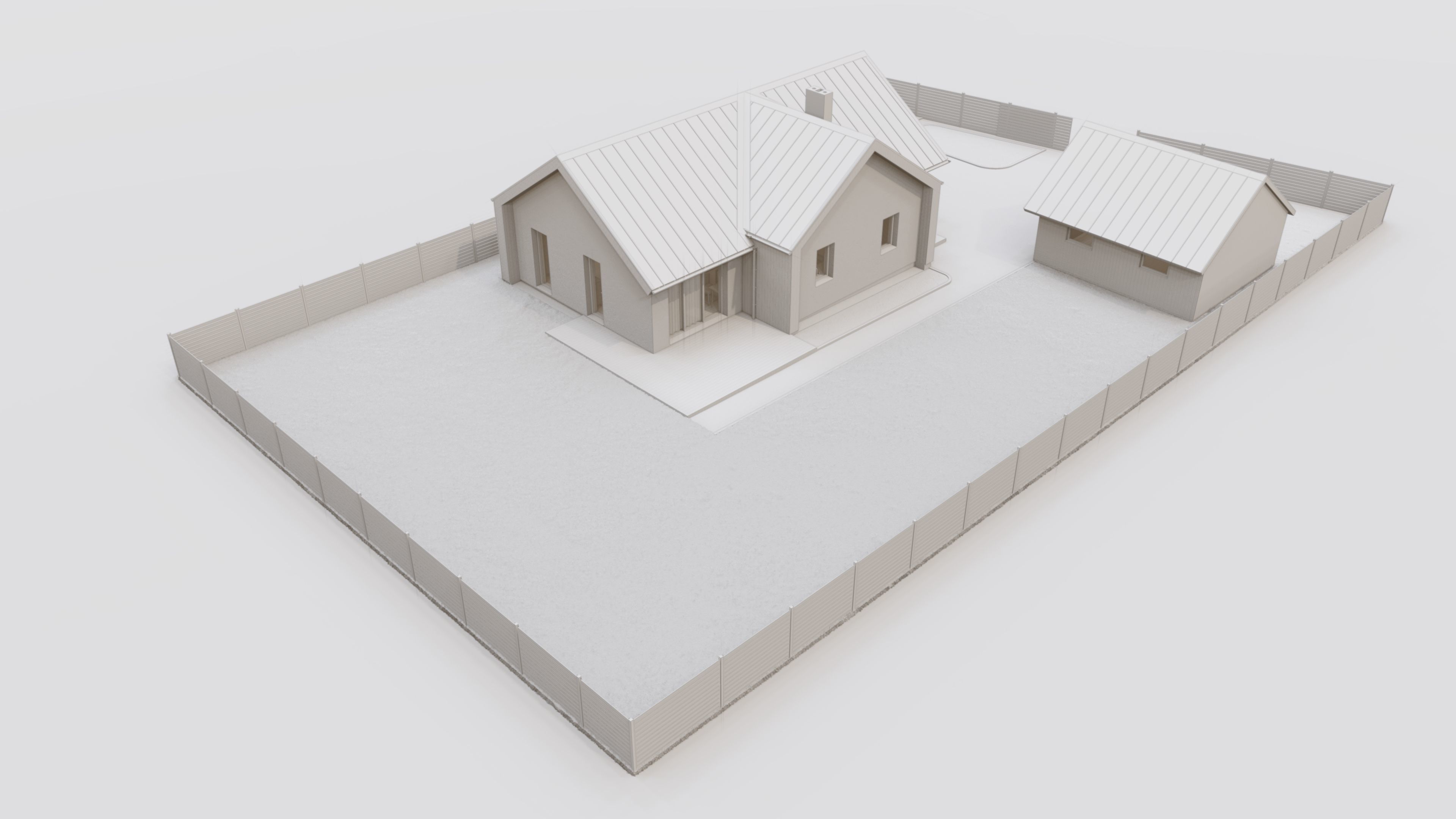 Small house with surroundings archicad sketchup lumion 3D model_4
