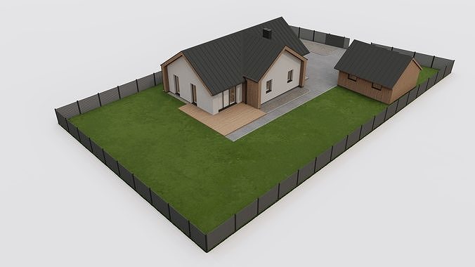 Small house with surroundings archicad sketchup lumion 3D model 4