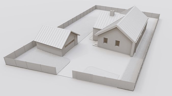 Small house with surroundings archicad sketchup lumion 3D model 7