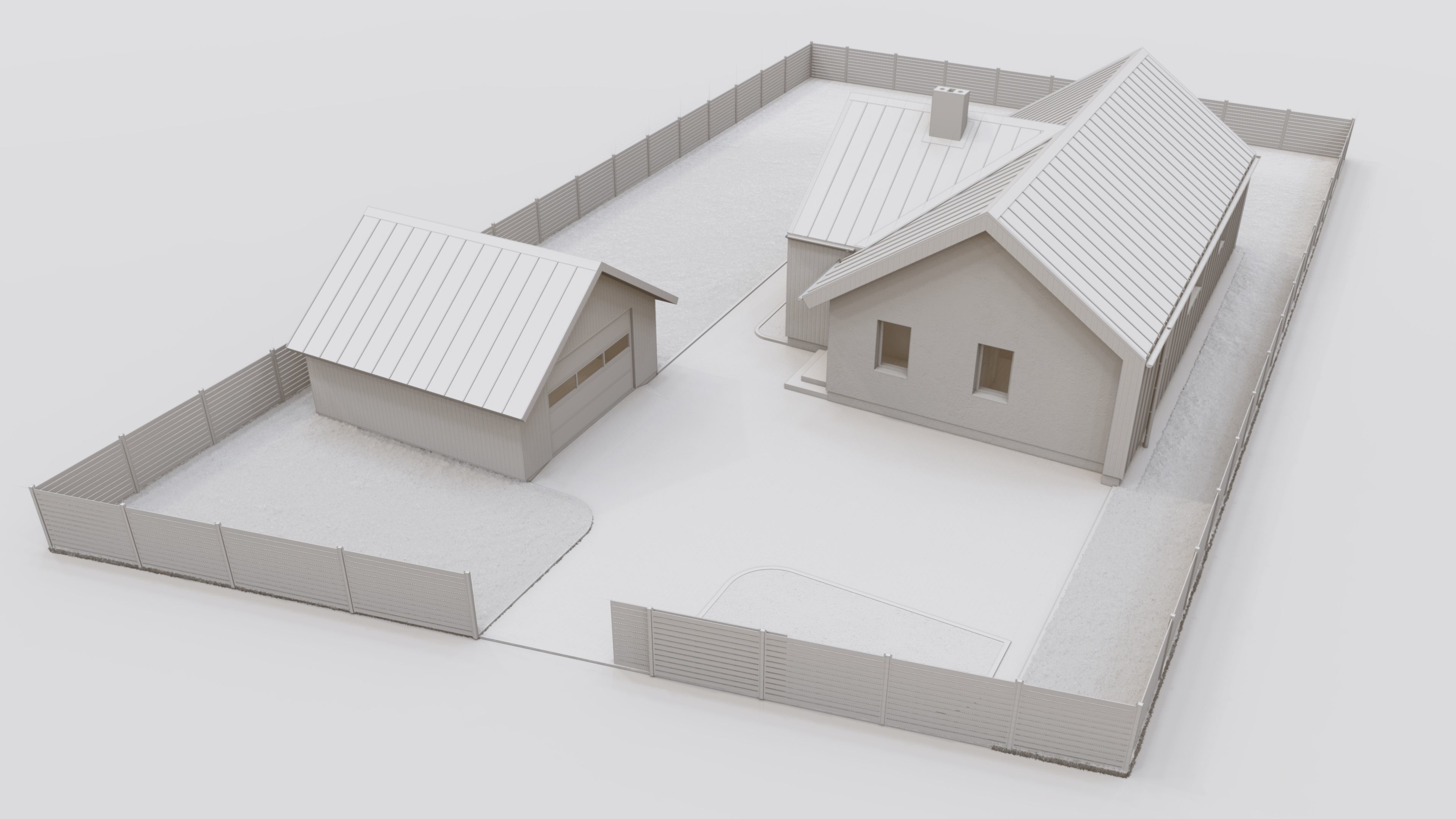 Small house with surroundings archicad sketchup lumion 3D model_6
