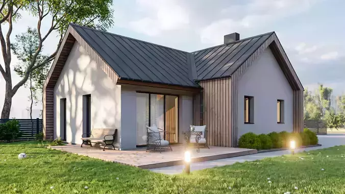 Small house with surroundings archicad sketchup lumion 3D model