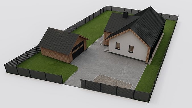 Small house with surroundings archicad sketchup lumion 3D model 6