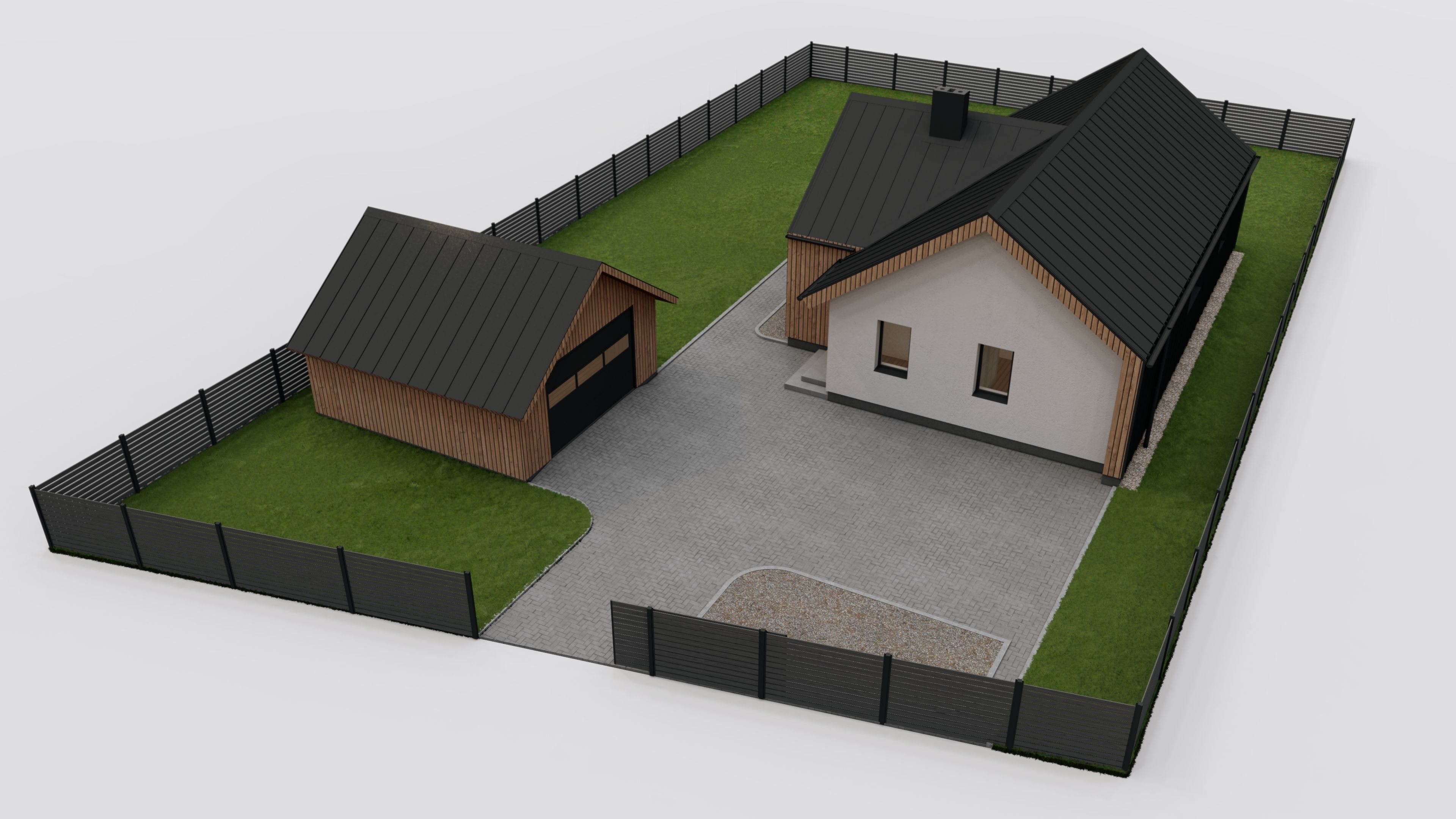 Small house with surroundings archicad sketchup lumion 3D model_5