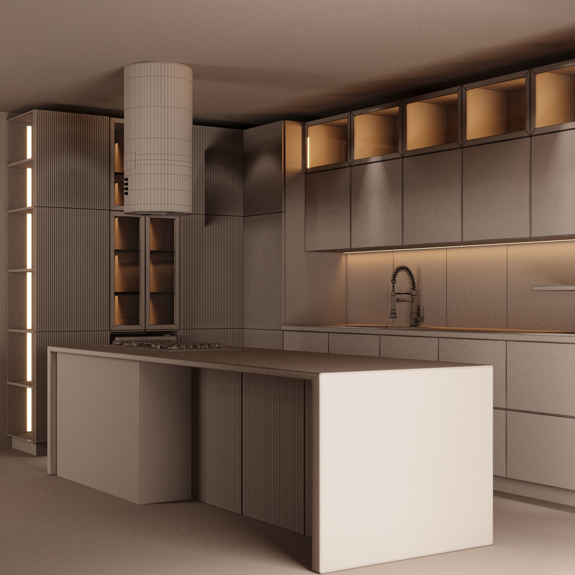 MODERN KITCHEN WITH ISLAND 008 Low-poly 3D model_5