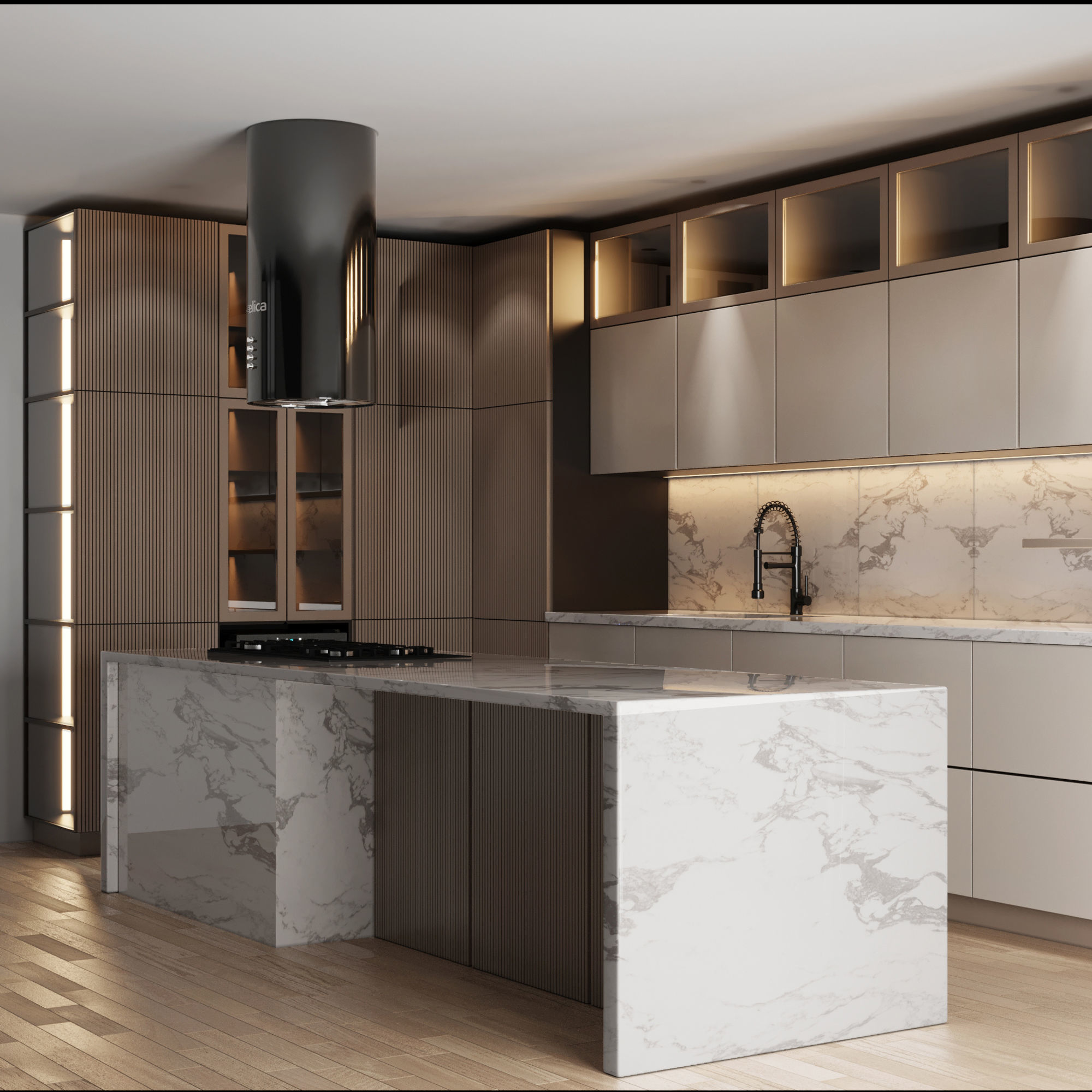 MODERN KITCHEN WITH ISLAND 008 Low-poly 3D model_1