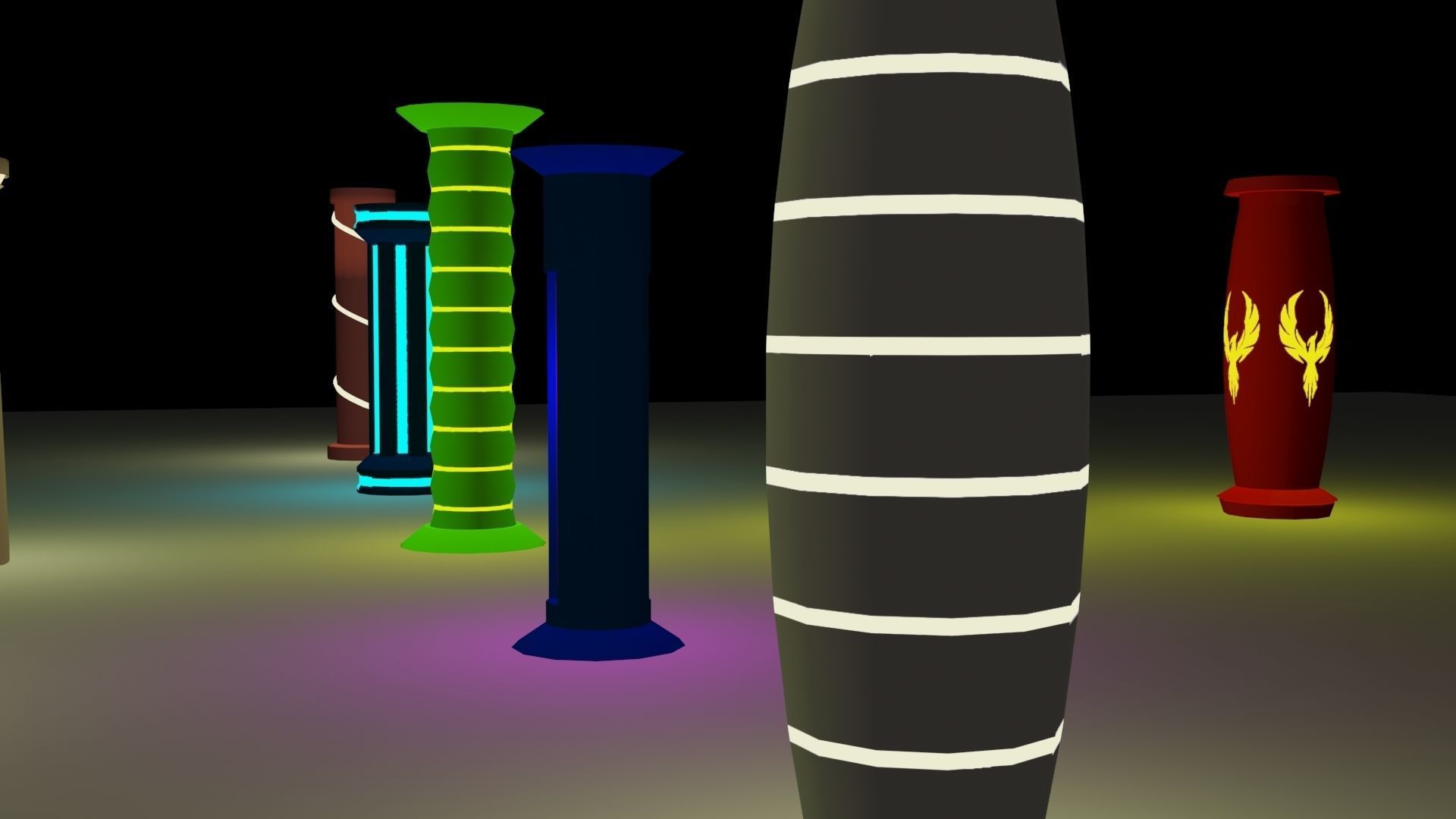Illuminated Column Package Low Poly Low-poly 3D model_24