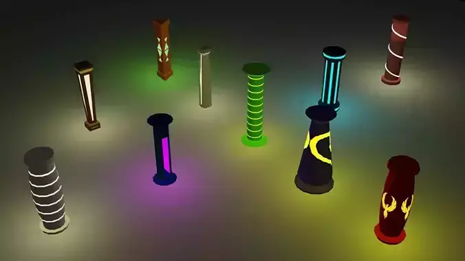 Illuminated Column Package Low Poly
