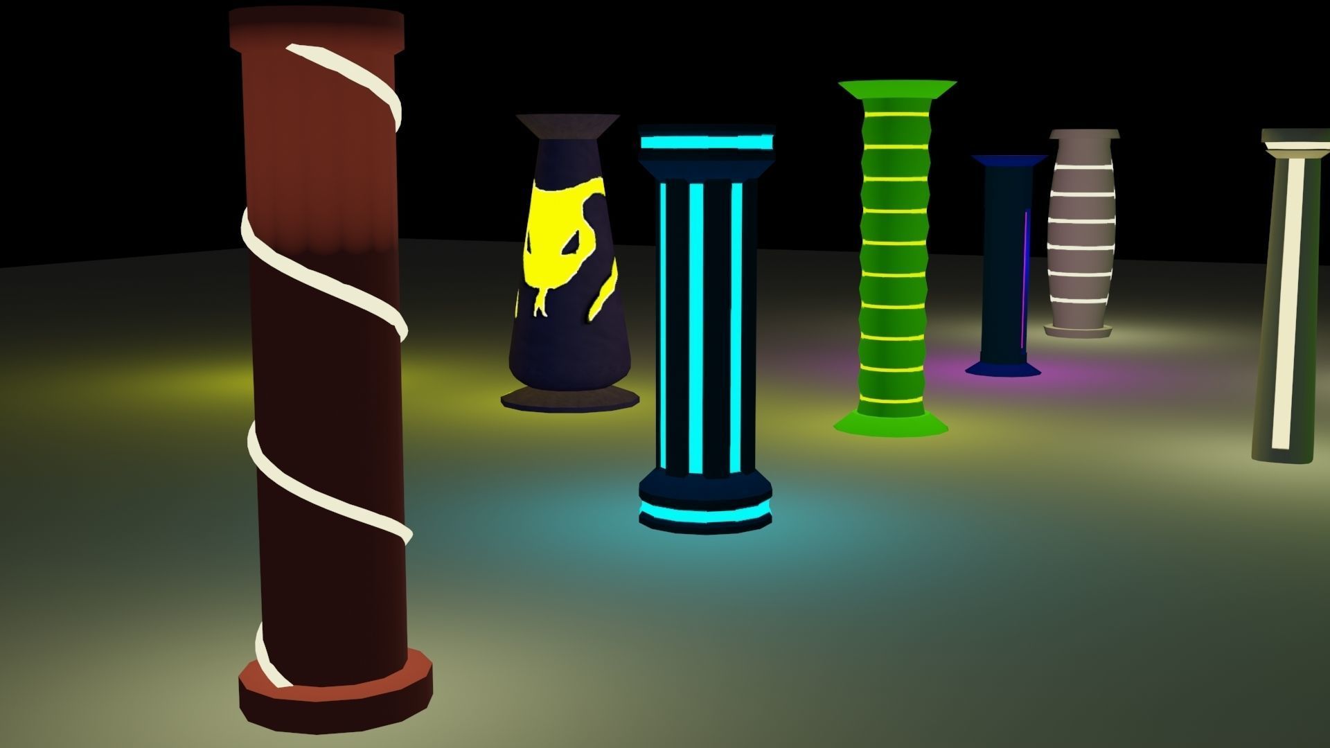 Illuminated Column Package Low Poly Low-poly 3D model_23