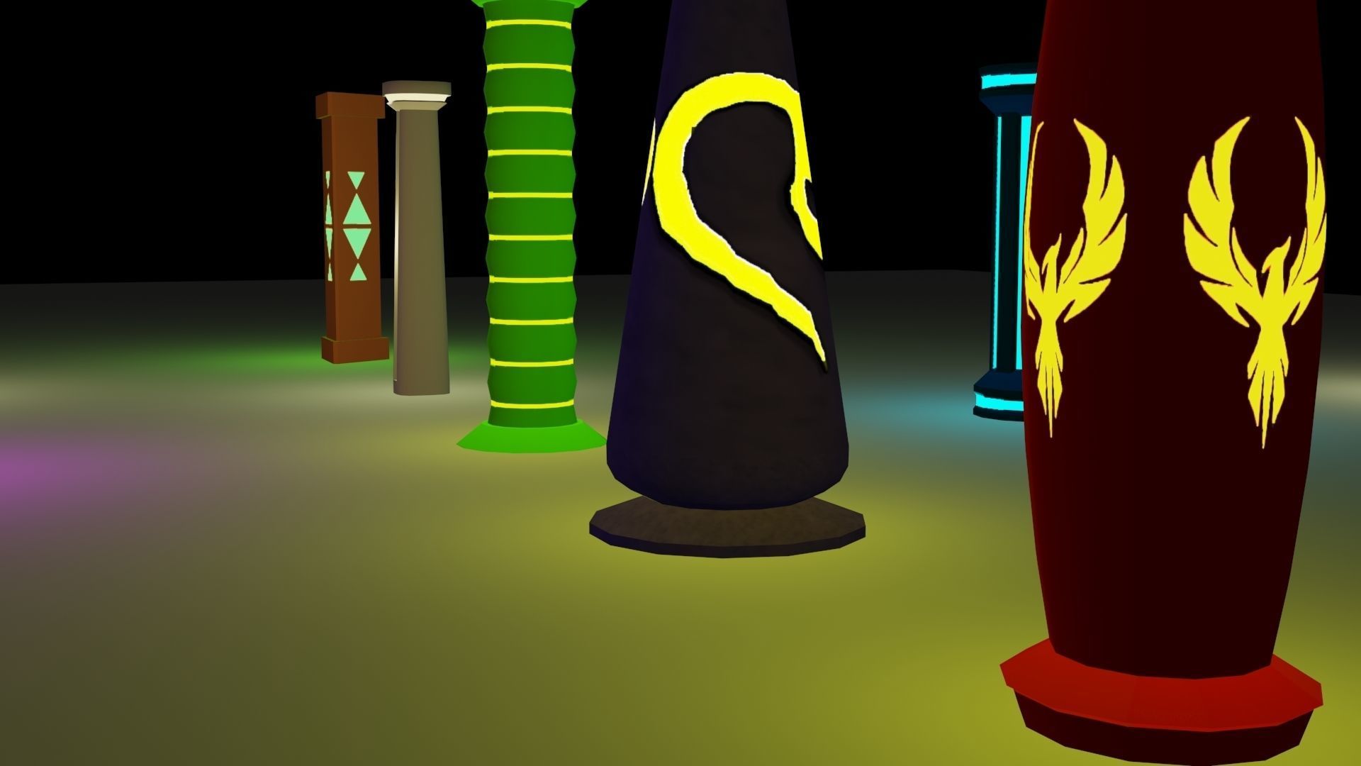 Illuminated Column Package Low Poly Low-poly 3D model_1
