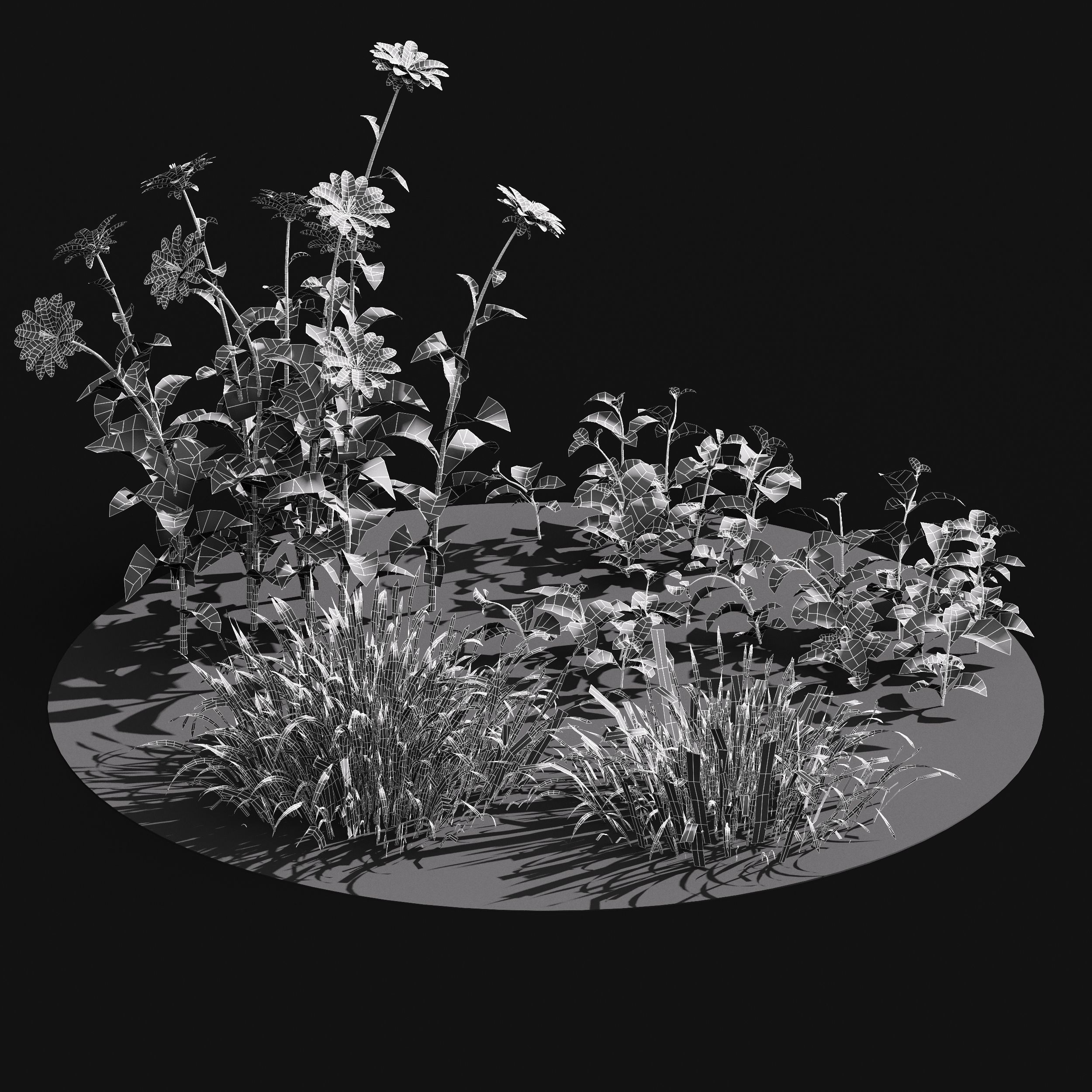 Meadow Lawn Grassland Set 009 3D model_3