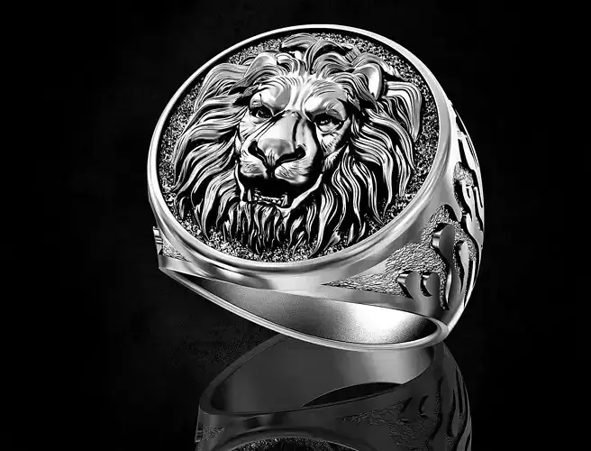 Lion Ring-lion head 3D print model