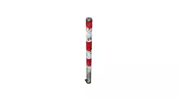 Pedestrian pole scratched rusty