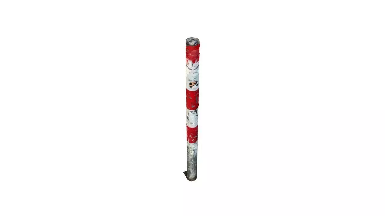 Pedestrian pole scratched rusty 3D model_0