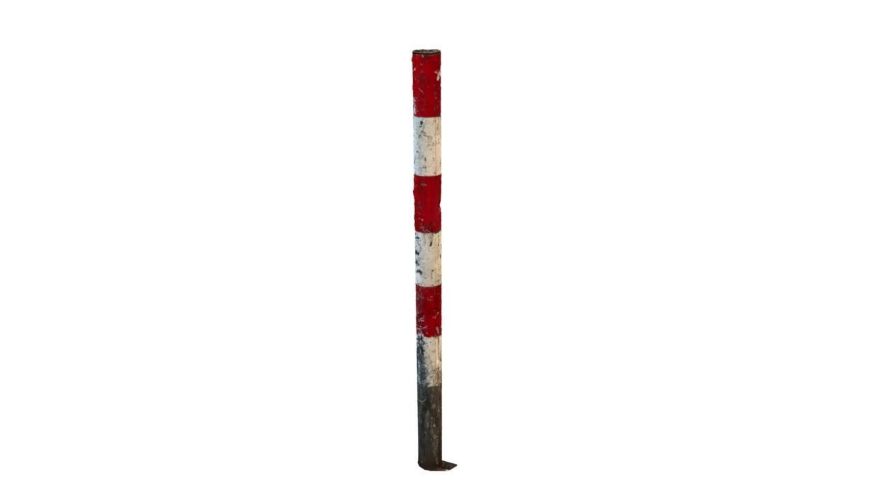 Pedestrian pole scratched rusty 3D model_1