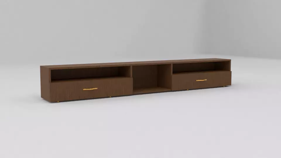 Shelve entertainment unit with two drawers Free low-poly 3D model_0