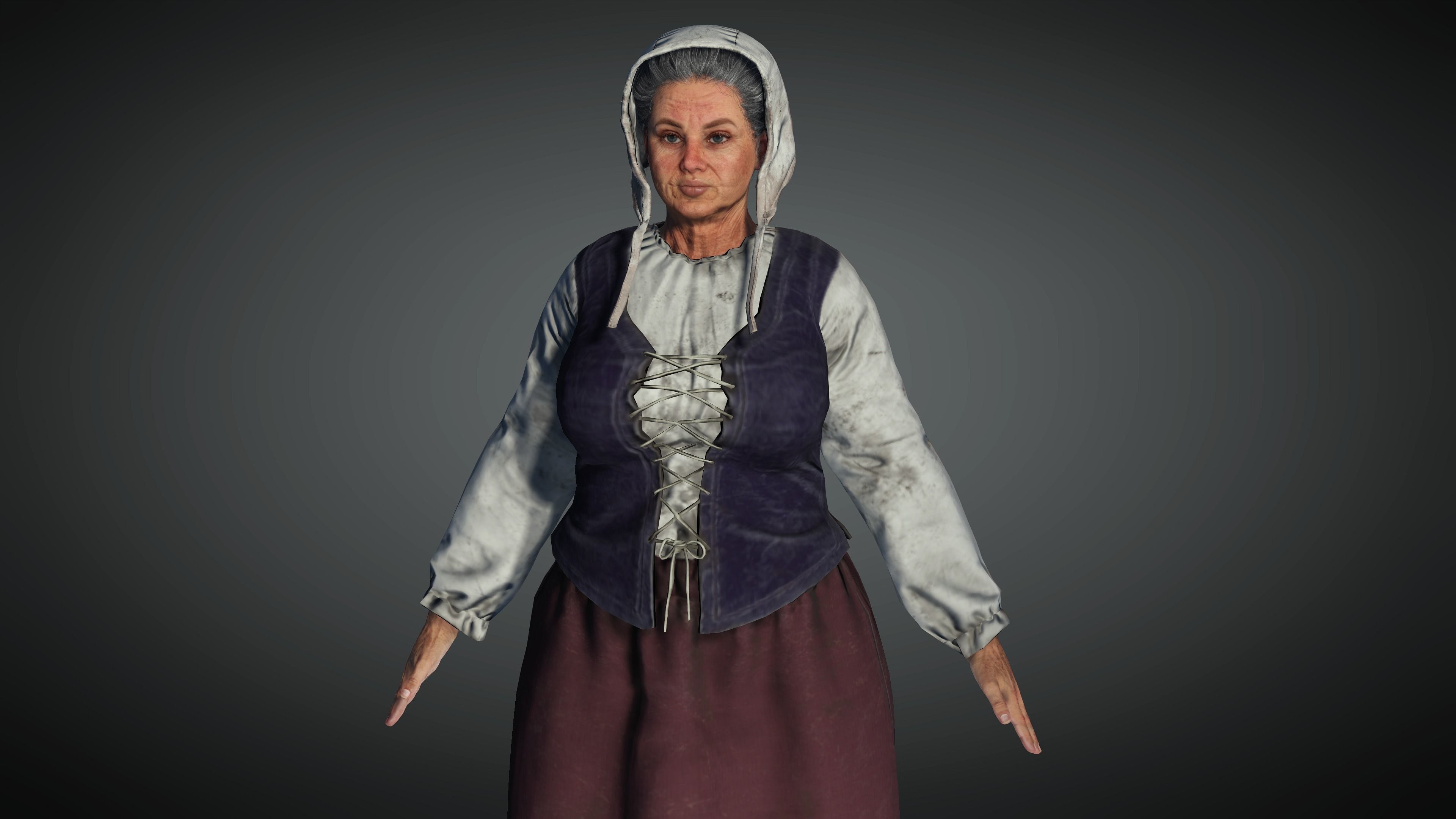 AAA Medieval Female Character 04 Low-poly 3D model_1