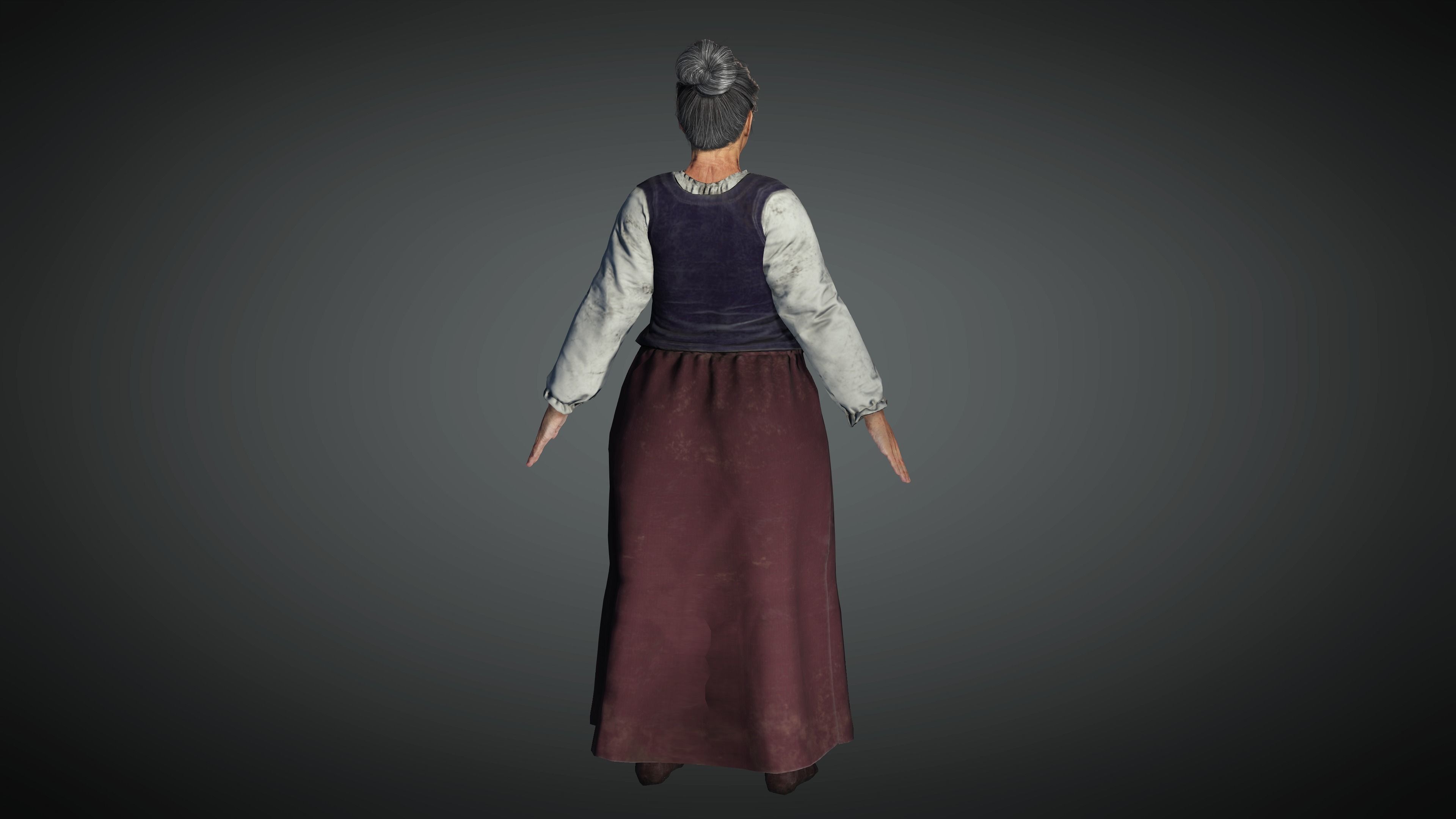 AAA Medieval Female Character 04 Low-poly 3D model_7
