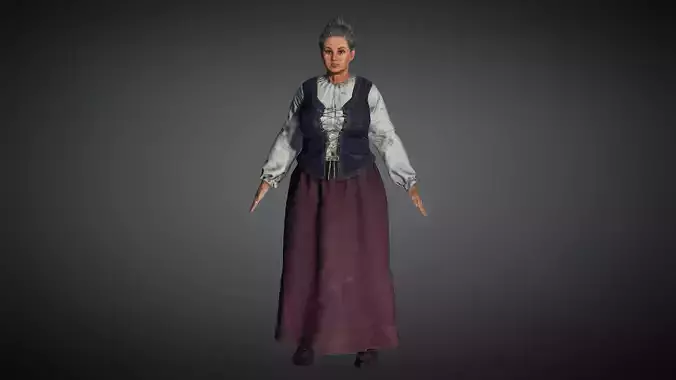AAA Medieval Female Character 04 Low-poly 3D model
